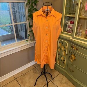 Orange Sleeveless Button-Up Top